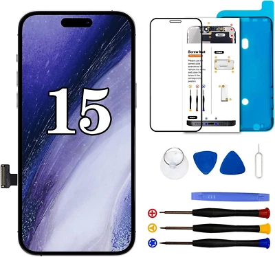 120Hz für iPhone 15 LCD OLED Display FHD Bildschirm 3D TouchScreen Reparatur Set - Bild 1 von 4