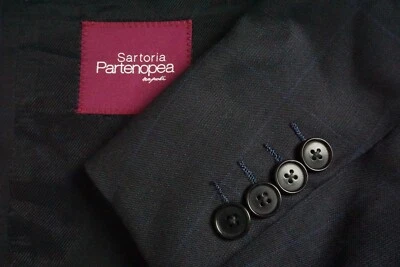 Chaqueta Abrigo Deportivo Sartoria Partenopea Napoli Azul Ventana Cuadros 100% Lana 50L Foto 1 de 4