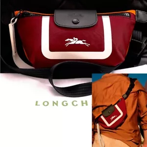 NEW LONGCHAMP Orange Red Colorblock LE PLIAGE SCUBA Belt Sling BAG RETIRED - Picture 1 of 23