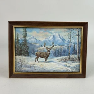 VTG Norman Conrad Miller Jr. Christmas Trail Greeting Card Print Framed Wildlife - Picture 1 of 12