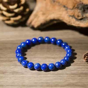Men's Lapis Lazuli 8mm Bead Natural Blue Gemstone Healing Reiki Stretch Bracelet - Picture 1 of 5