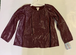 Girl's Cat & Jack Burgundy Metallic Striped Long Sleeve Top, Size: S (6/6X), NW - Picture 1 of 6