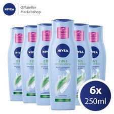6x 250ml NIVEA 2in1 Pflege Express Shampoo & Spülung Pflegeshampoo mit Aloe Vera