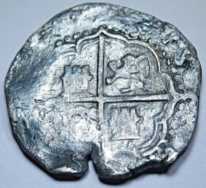 1500's Shipwreck Spanish Silver 2 Reales Genuine Pirate Treasure Cob Cross Coin - Picture 1 of 2