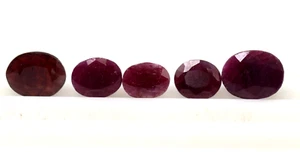 5 Pcs Untreated Natural Ruby 16.13 Ct Faceted Oval Cut Red Color Loose Gemstone - Picture 1 of 15