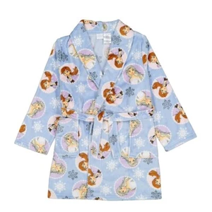 Frozen II Girls Elsa Anna Snowflake Minky Fleece Blue Bathrobe, Robe, L 10-12 - Picture 1 of 1
