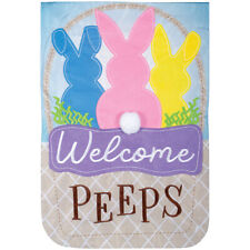 Welcome Easter Bunny Peeps Applique Garden Flag 18" x 12.5"