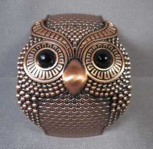 Owl Copper-Tone Clamp-Style Extra Wide Bangle Bracelet Fits 7-7.5" Wrist - Picture 1 of 6