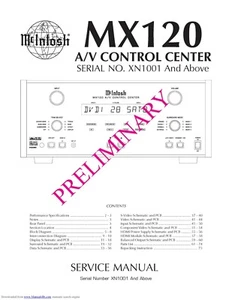 Manual de servicio para McIntosh MX 120 - Imagen 1 de 1