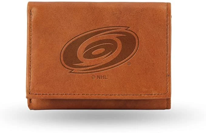 Carolina Hurricanes NHL Embossed Brown Leather Trifold Wallet - Image 1 of 4