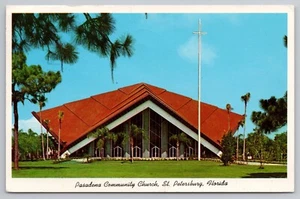 1960s St. Petersburg FL Pasadena Community Church Drive In  Services Postcard - Picture 1 of 3