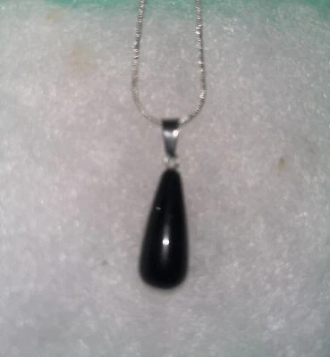 Collar de plata de ley de ónix negro hecho a mano de 16" Foto 1 de 4