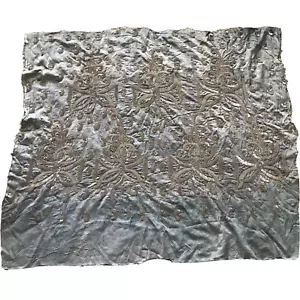 Vintage Fabric Floral Paisley Heavy Weight Metallic Silver - Picture 1 of 9
