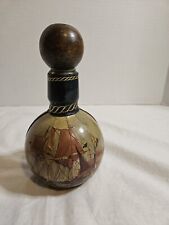 Vintage LEATHER COVERED DECANTER BOTTLE SAIL BOAT COMPASS DESIGN made in ITALY