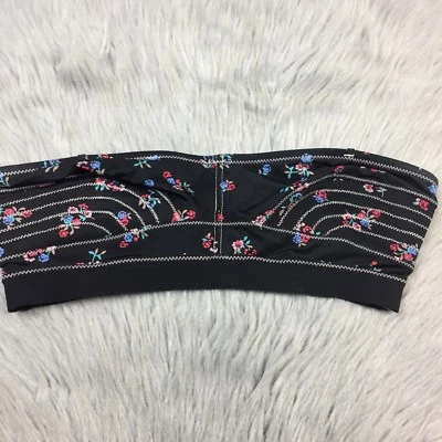 Intimately Free People Black Floral Bandeau Strapless Bra Sz Small - Image 1 of 4