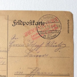 1915 Bayern Germany WWI Feldpost Postcard to Hamburg, censored - Picture 1 of 9