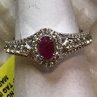Burmese Ruby And Zircon Ring Sz7 Tgw 066Cts Platinum Over Sterling Silve