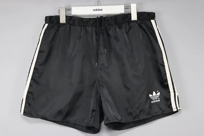 ADIDAS Vintage 90s Black nylon Used Football Sprinter Retro Shorts Sz L / D7 - Image 1 of 4