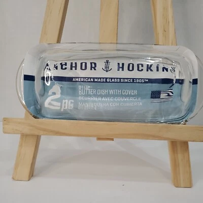 Anchor Hocking Presence Clear Glass Butter Dish & Cover 2 Piece Set New  - Image 1 of 4