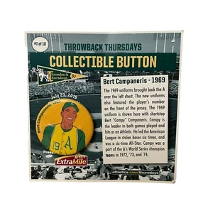 Oakland A's Throwback Thursdays Bert Campaneris Botón Promoción Milla Extra - Imagen 1 de 1