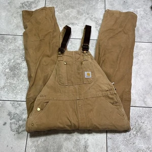 Salopette Carhartt tela doppio ginocchio bavaglino uomo taglia 38x32 marrone abbigliamento da lavoro R01 BRN - Foto 1 di 12