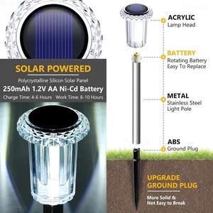 Solar Pathway Lights 10 Pack Solar Outdoor Lights, Led Waterproof Yard Walkwa... - Picture 1 of 8