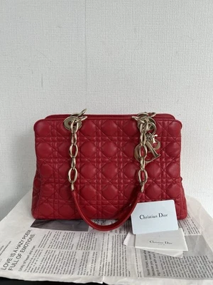 Dior Lambskin Cannage Tote Bag Red - Image 1 of 4