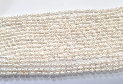 Süßwasserperlen 30 Zuchtperlen weiß creme oval barock ca: 4-5x3-4mm Perlen #3 - Bild 1 von 4