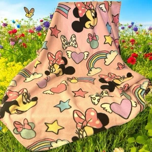 Disney Baby Minnie Mouse Coperta Rosa Cuori Arcobaleno Lovey Sicurezza 48 x 36 in - Foto 1 di 6