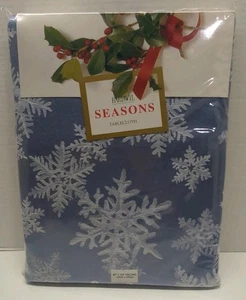 Bardwil Seasons Tablecloth 60"x120" Ice Palace Blue W/ Snowflakes OblongNEW - Picture 1 of 11