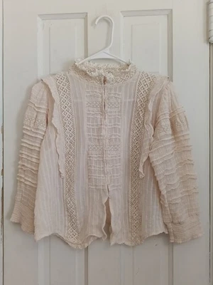 Lace Peasant S Blouse Top Renaissance Steampunk Victorian Inspired Shirt D2 - Image 1 of 4
