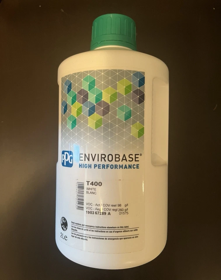 T400 2L PPG Envirobase Tinte/Tóner Pintura Blanca Alto Rendimiento Envío Gratis Foto 1 de 1