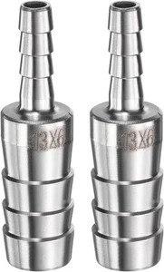 uxcell 1/2" to 1/4" Hose Barb Reducer Pipe Fitting 304 1/4", Silver  - Picture 1 of 7