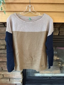 Suéter United Colors of Benetton Mujer Mezcla Mohair Bloque de Color Tostado Azul Marino Talla XS - Imagen 1 de 4