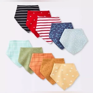 NWT Cloud Island 10 PACK Bandana Bib Cotton Snap Closure Newborn - Picture 1 of 7