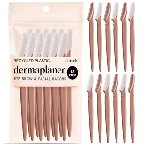 Dermaplane Razor Set, 12 Pcs, Recycled Plastic - Face Razors & Eyebrow Trimmer - Picture 1 of 12