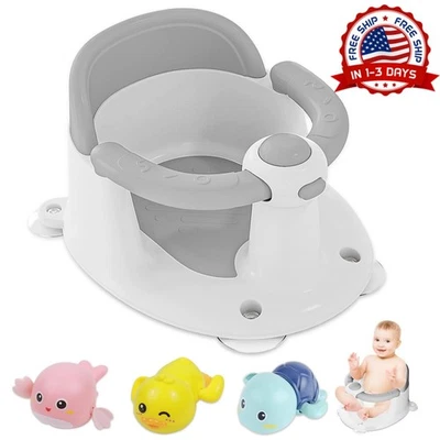 Asiento de baño para bebés de 6 meses en adelante, 3 juguetes de baño para bebés Foto 1 de 4