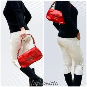 💯% Authentic Vintage Prada Small Shoulder Bag Patent Leather Hot Red 🔥 - Picture 1 of 11