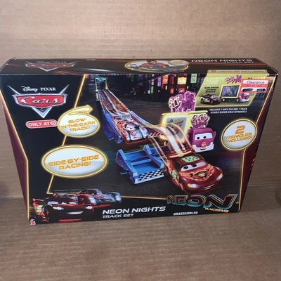2013 Disney Pixar Cars Glow In The Dark Neon Nights Track Set New - Image 1 of 4