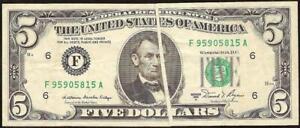 1981A $5 DOLLAR BILL GUTTER FOLD PRINTING ERROR NOTE CURRENCY PAPER MONEY