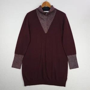 Fabiana Filippi Tunika Pullover Damen Large Burgund Merinowolle Seide Kaschmir - Bild 1 von 12