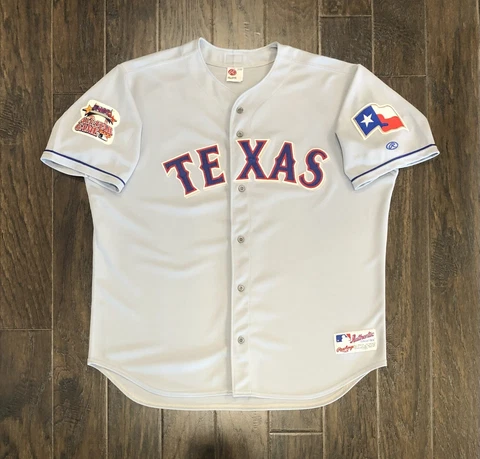Authentic Rawlings Texas Rangers Pudge Rodriguez Road Jersey sz 52 '00 All Star Cover