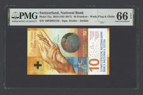 Switzerland 10 Franken 2016 (ND 2017) P75a Uncirculated Grade 66 Cover