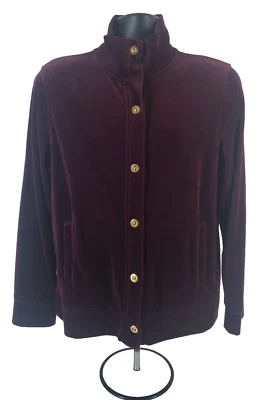 Jaqueta de veludo feminina JONES NEW YORK SIGNATURE com botões TAMANHO XL longa borgonha - Imagem 1 de 4
