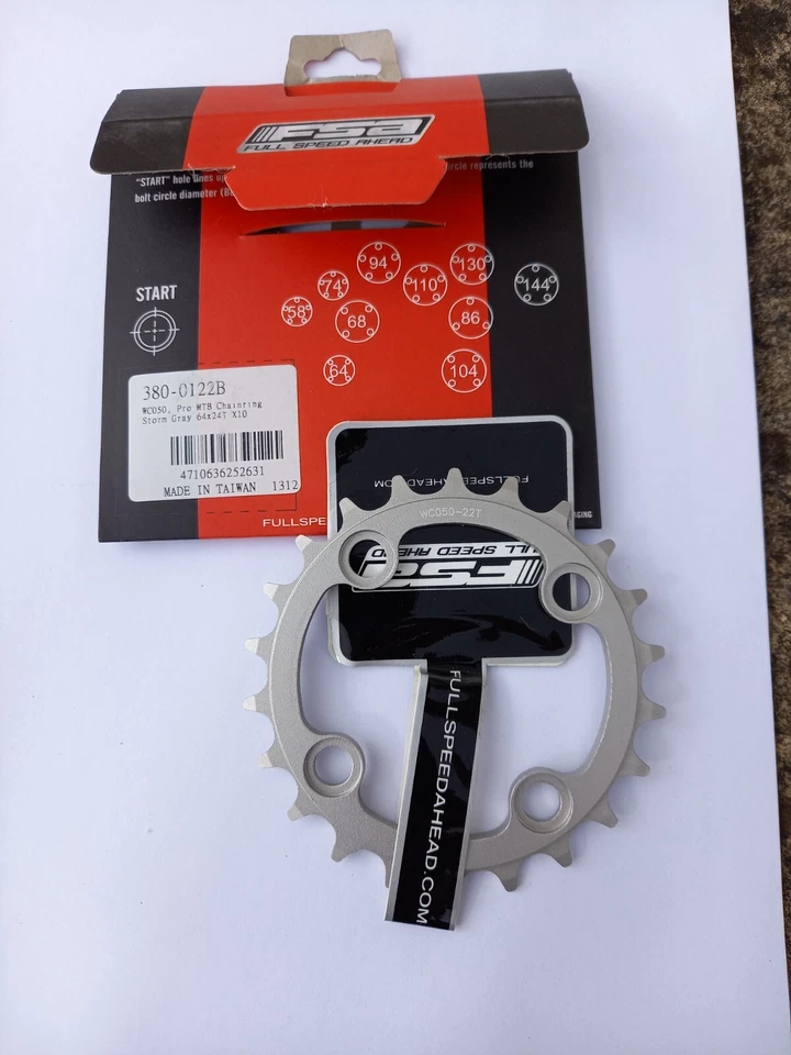 NOS FSA PRO 24 tooth silver inner triple chainring 64BCD 9 & 10 speed compat. - Image 1 of 1