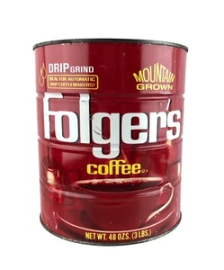 Vintage Folger's Coffee Can 3 lb Size Mountain Grown Drip Grind - Bild 1 von 7