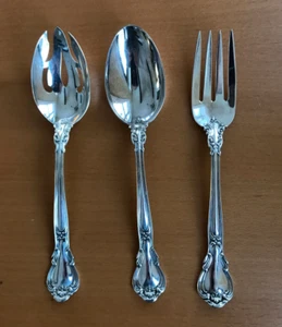 VTG Gorham CHANTILLY Sterling Serving Set- Spoon, Fork, Pierced Spoon - Set of 3 - Picture 1 of 10