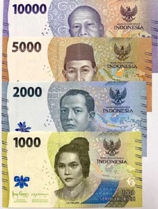 Indonesia Set 4 Pcs 1000 2000 5000 10000 Rupiah 2022 P 162 163 164 165 UNC - Picture 1 of 2