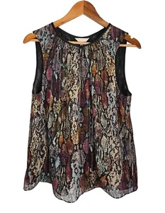 Rebecca Taylor Snake Printed Silk Sleeveless Blouse Women Size 14 - Picture 1 of 10