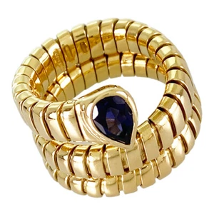 BVLGARI Tubogas Yellow gold Iolite Ring - Picture 1 of 14